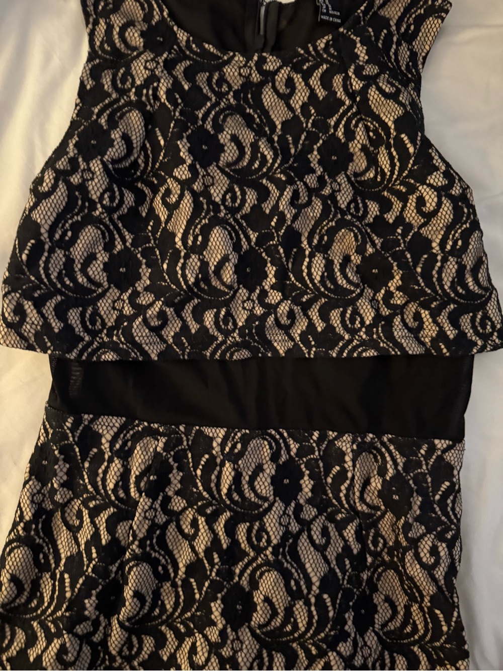 Forever 21 Black Lace Overlay Dress with Nude Lining